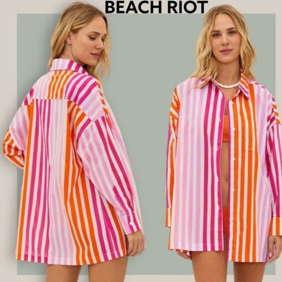 Beach Riot Tops - Beach Riot Alexa Top Sunset Stripe Cover Up Size Petite Large